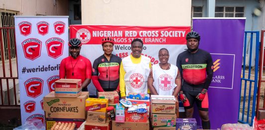 Cyclotron Cycling Club Donates Food and Cash Gifts to Motherless Babies and Orphans at Nigerian Red Cross, Lagos