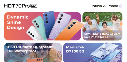 Infinix Officially Launches the HOT 70 Pro in Nigeria with Active Matrix Cube, IP68 Water Resistance and 5G